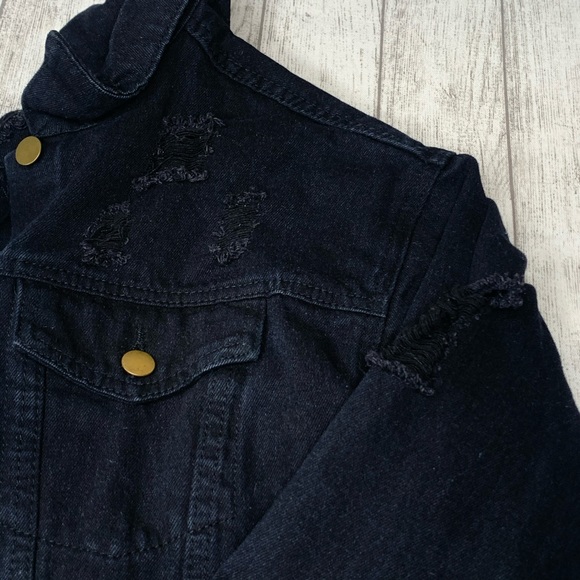 Say What? Distressed Black 4 pocket denim jacket. - Picture 6 of 9